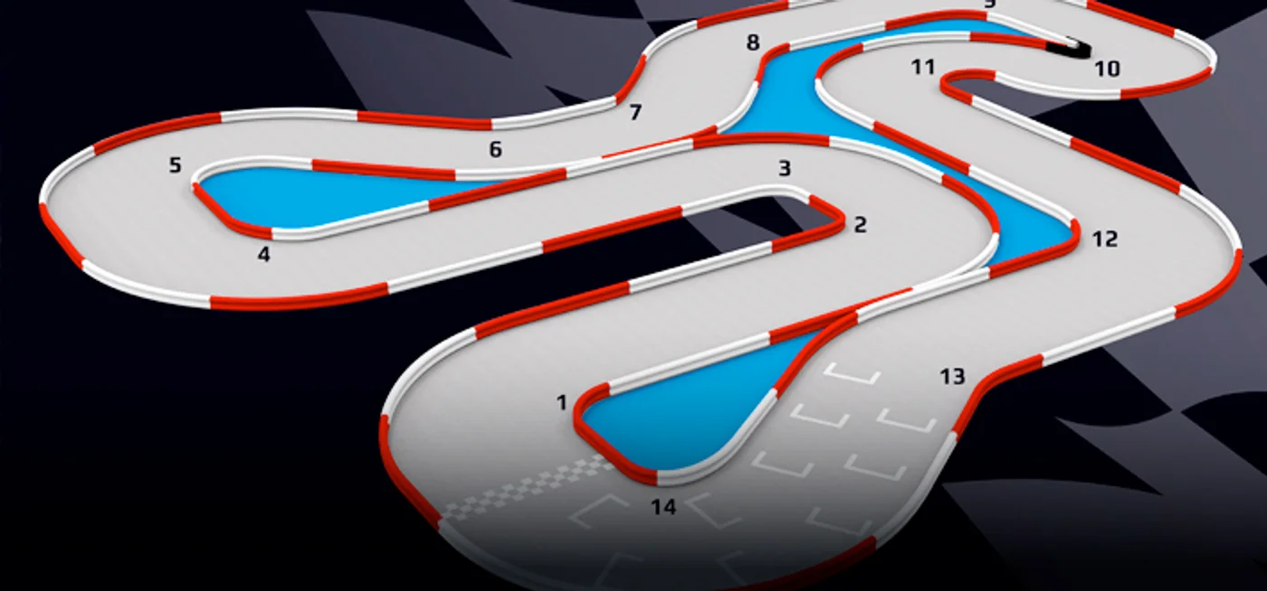 Official K1 Speed Anaheim track map with numbered corners